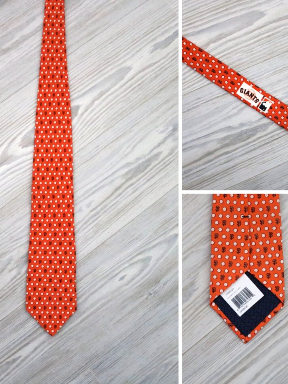 San Francisco Giants x Vineyard Vines Silk Tie Orange MLB Baseball AOP Print NEW